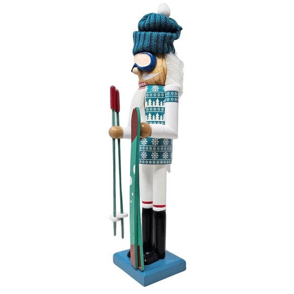 Skier Nutcracker Vintage Look 14", Winter Sports Nutcracker - Picture 2 of 4